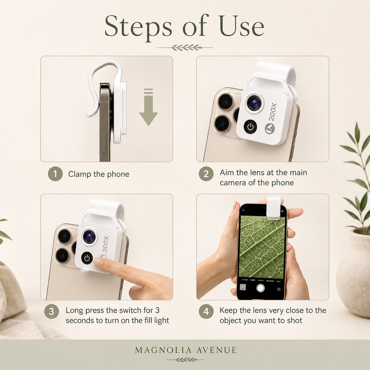 Pocket Microscope for iPhone & Android (200×)