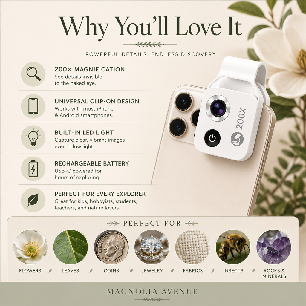 Pocket Microscope for iPhone & Android (200×)